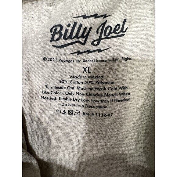 Official Billy Joel World Tour 1984 Piano Wings Taupe Crew Neck T Shirt XL - Picture 5 of 5